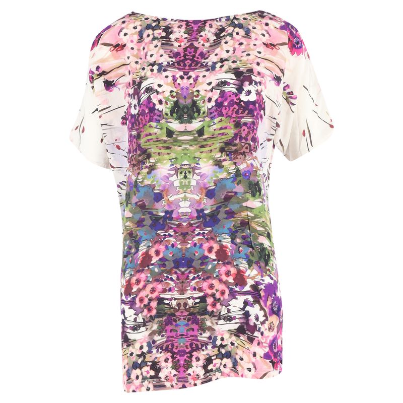 Theia Floral Printed Blouse In Multicolor Silk